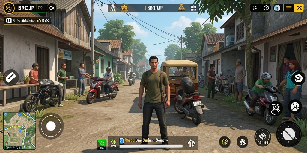 Tampilan gameplay BROJP yang penuh warna dan interaktif.