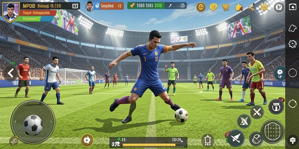 Tangkapan layar MPOID menunjukkan gameplay olahraga yang dinamis dan menarik.