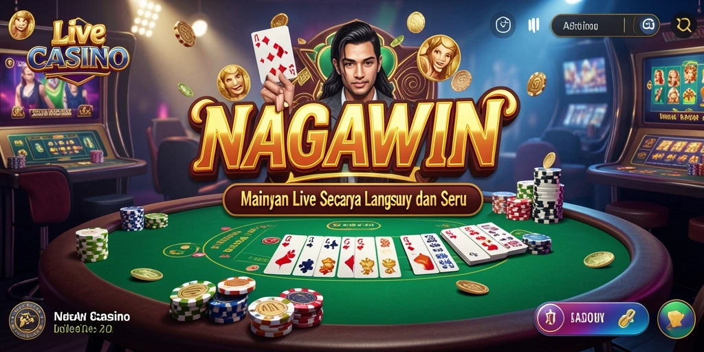 Tangkapan layar NAGAWIN menampilkan sesi permainan Live Casino yang mendebarkan.