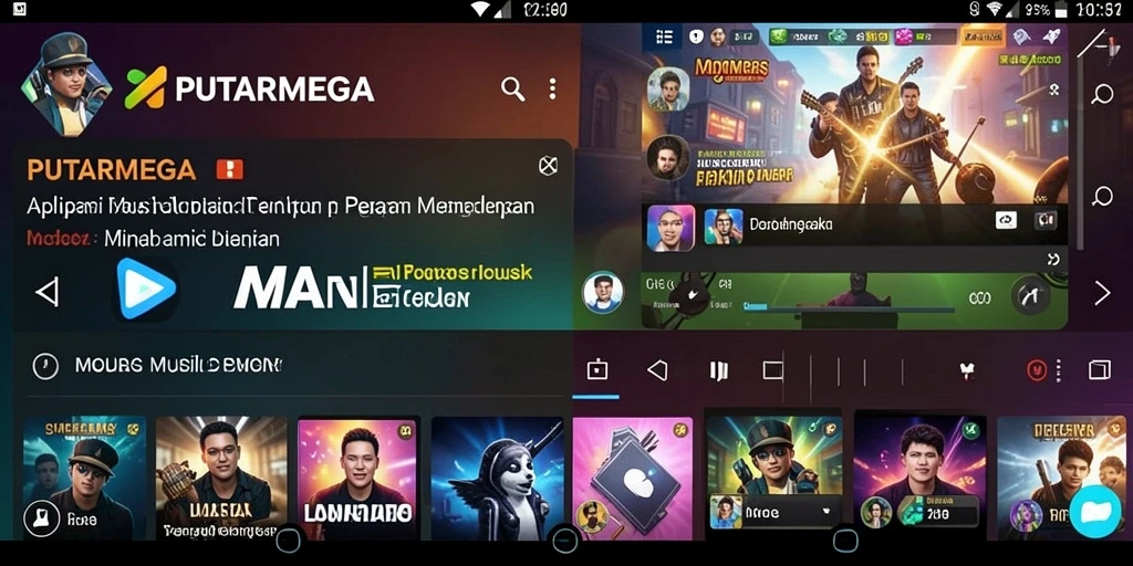 Tampilan gameplay PUTARMEGA saat mendengarkan musik favorit.