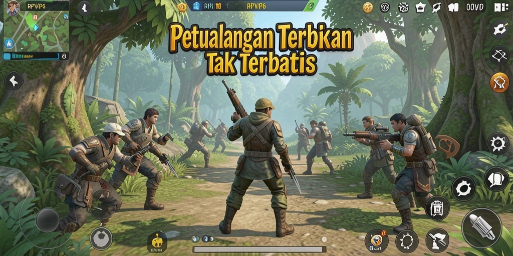 Screenshot utama RPVIP6 menampilkan petualangan seru di dunia terbuka.