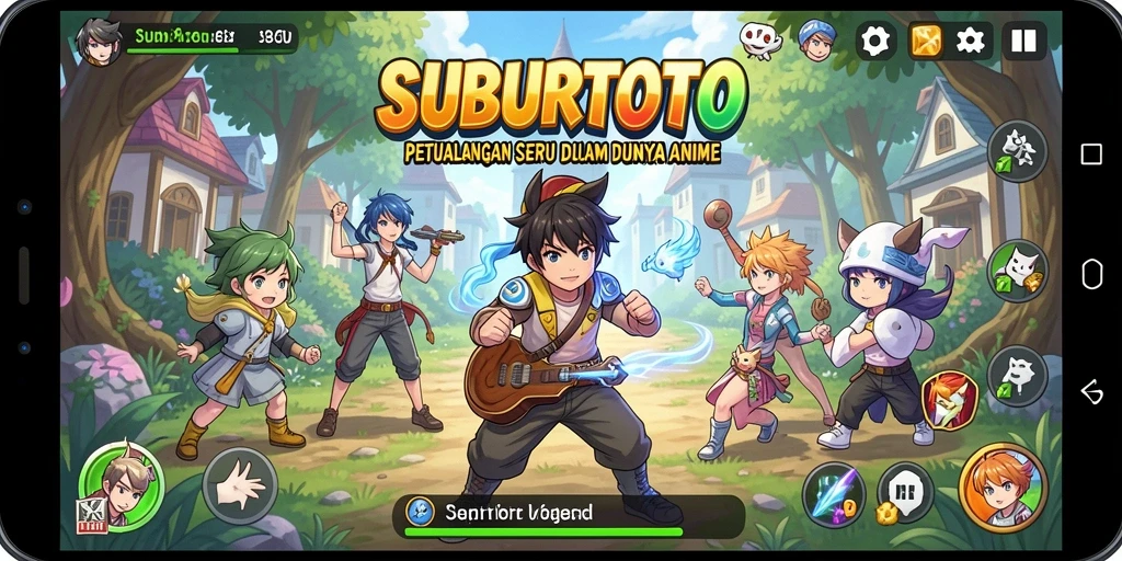 Screenshot gameplay SUBURTOTO menampilkan karakter dalam pertempuran epic.