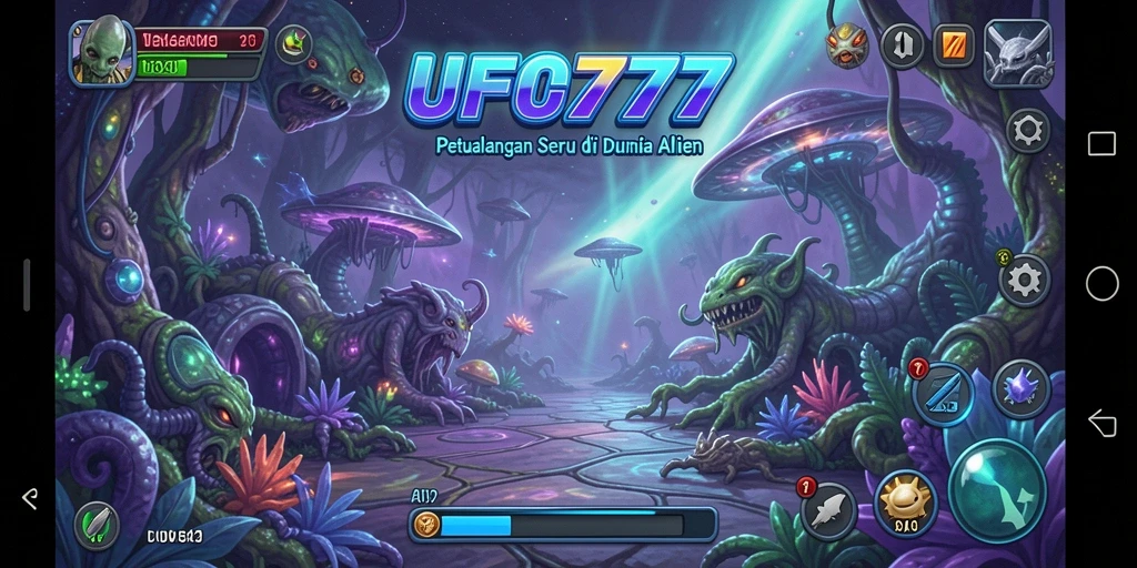 Gameplay menantang di dunia alien UFO777.