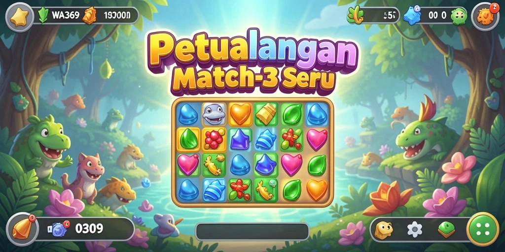 Tangkapan layar menunjukkan gameplay Match-3 yang seru dan menantang.